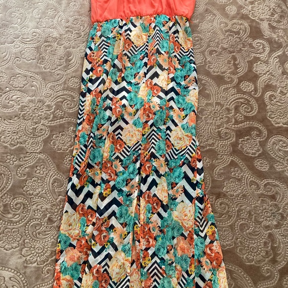 Orange and Chevron fun long summer dress - Picture 6 of 6